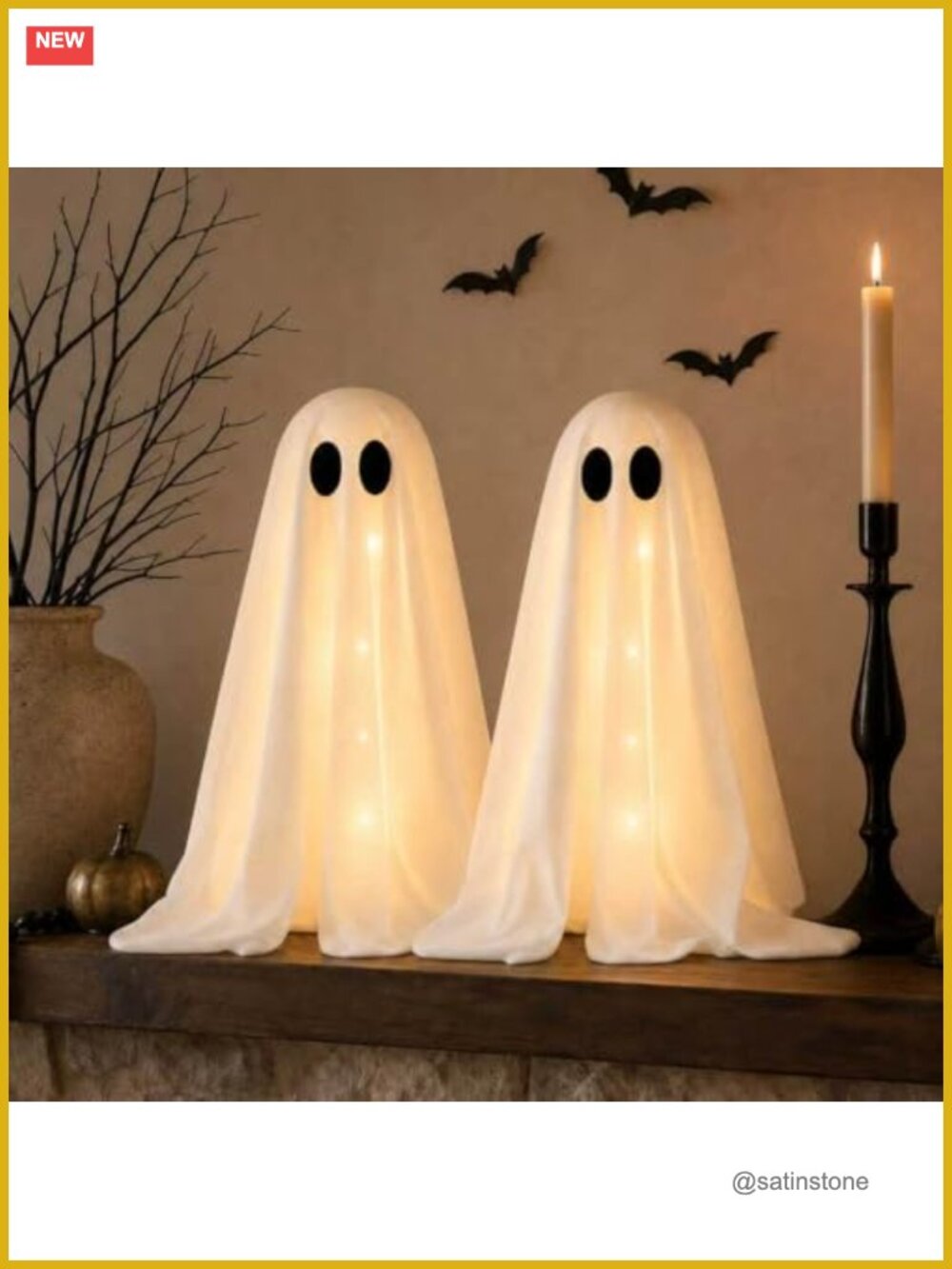 Halloween Decorations Light Up Ghosts 2 Pack Tabletop Spooky Plastic